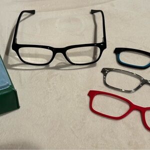Women’s Stylish Pair Glasses with Interchangeable Magnetic Top Frames & Case